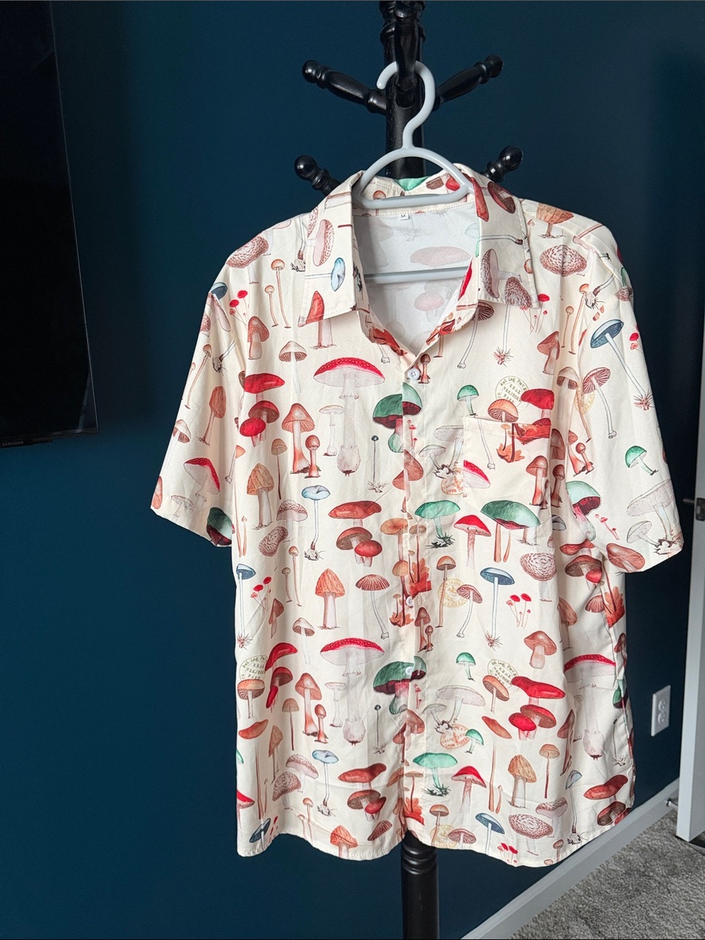 Men’s Mushroom Print Collard Shirt